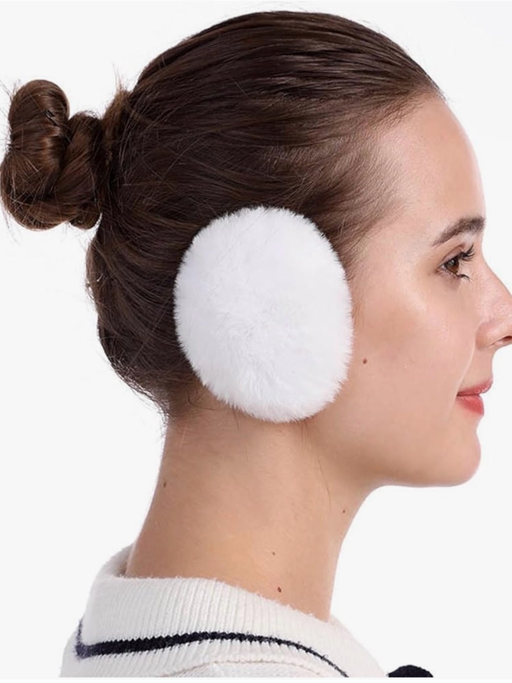 Black & White Bandless Fur Earmuffs NWT